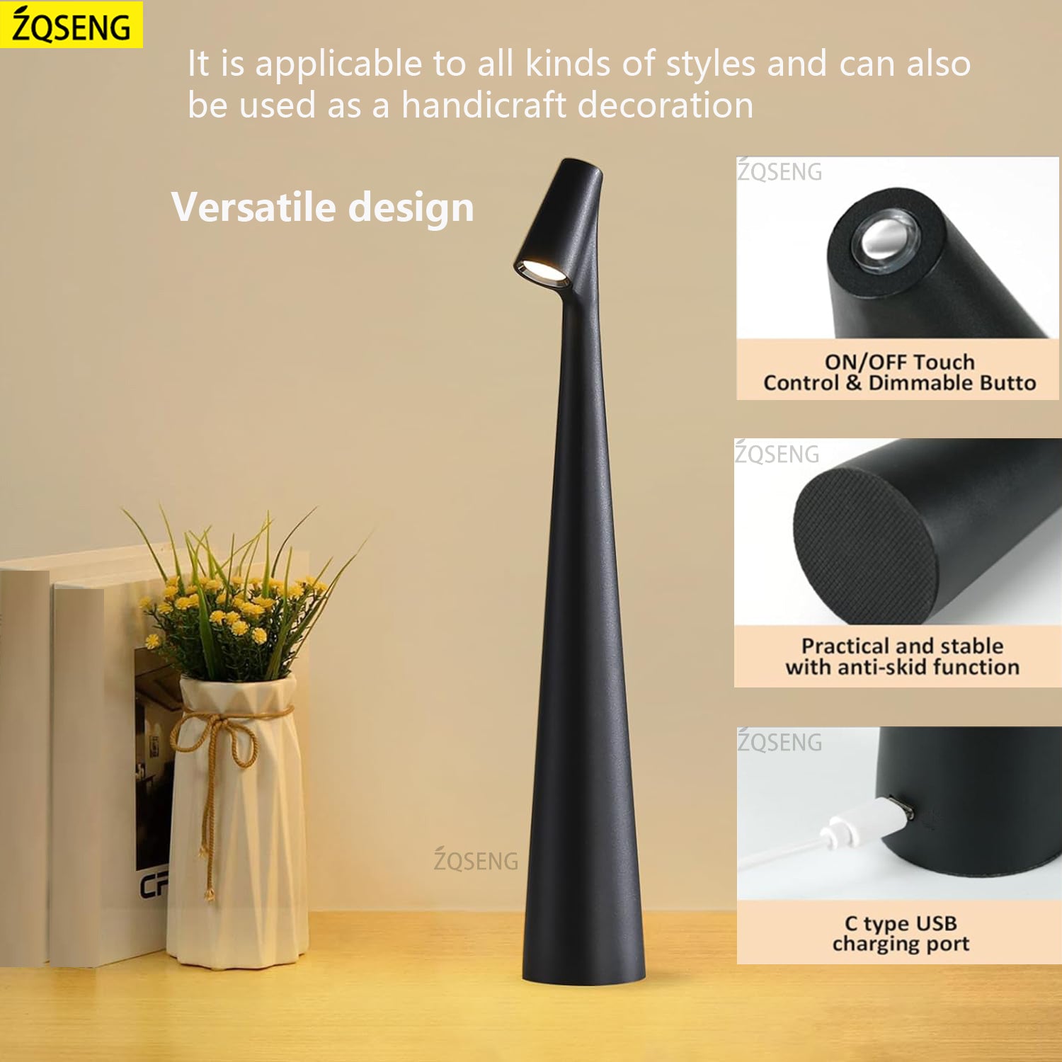 Rechargeable Wireless Table Lamp LED Touch Sensor Desktop Night Light For Bedroom Hotel Bar Decor 1