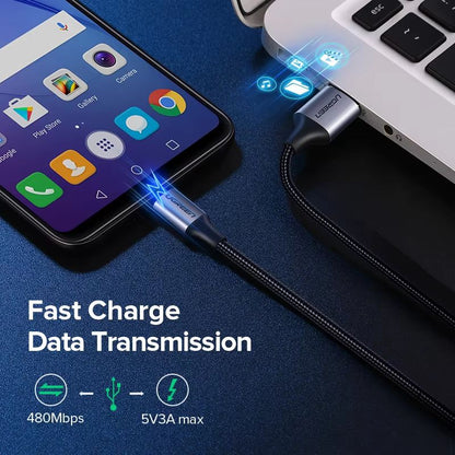 Ugreen Fast Charging Micro USB  USBC Nylon Cable  2A Durable Data Charger 2
