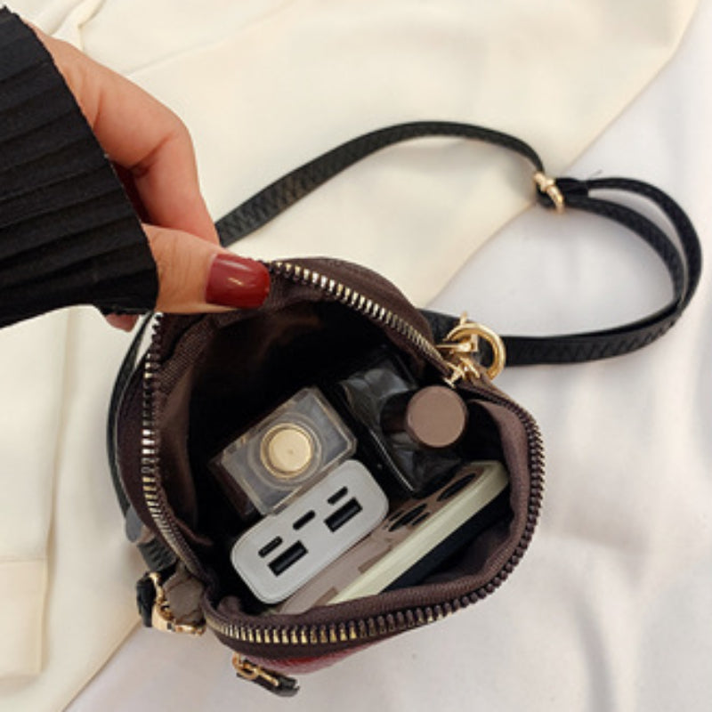 Women Shoulder Bag Multi, New Fashion Soft Leather, Small Mobile Phone Bag, Zipper Soft Cowhide, Color Stitching Random