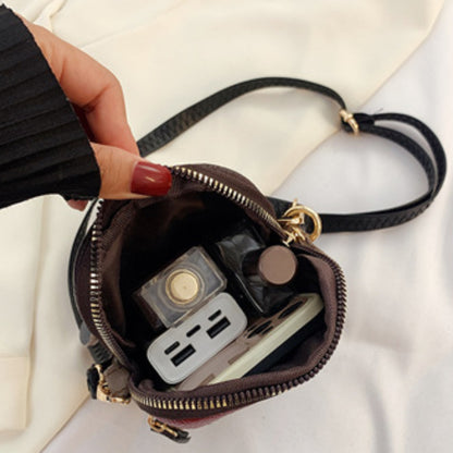 Women Shoulder Bag Multi, New Fashion Soft Leather, Small Mobile Phone Bag, Zipper Soft Cowhide, Color Stitching Random