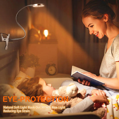 Dimmable LED Reading Light, 360 Flexible Gooseneck, Clip On Desk Lamp, Eye Protection Bedside Table Light