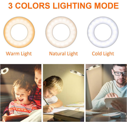 Dimmable LED Reading Light, 360 Flexible Gooseneck, Clip On Desk Lamp, Eye Protection Bedside Table Light