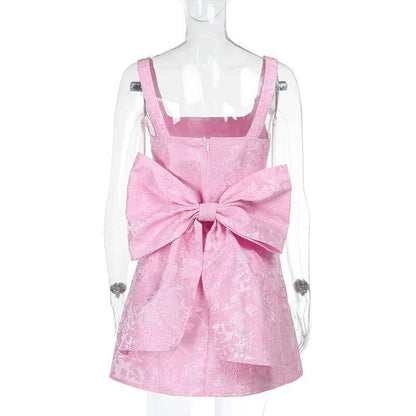 Women's Dress, Spring Summer Spaghetti Strap, Jacquard Waist Wrap A Line, Bow Detail, Nightclub Sexy Party