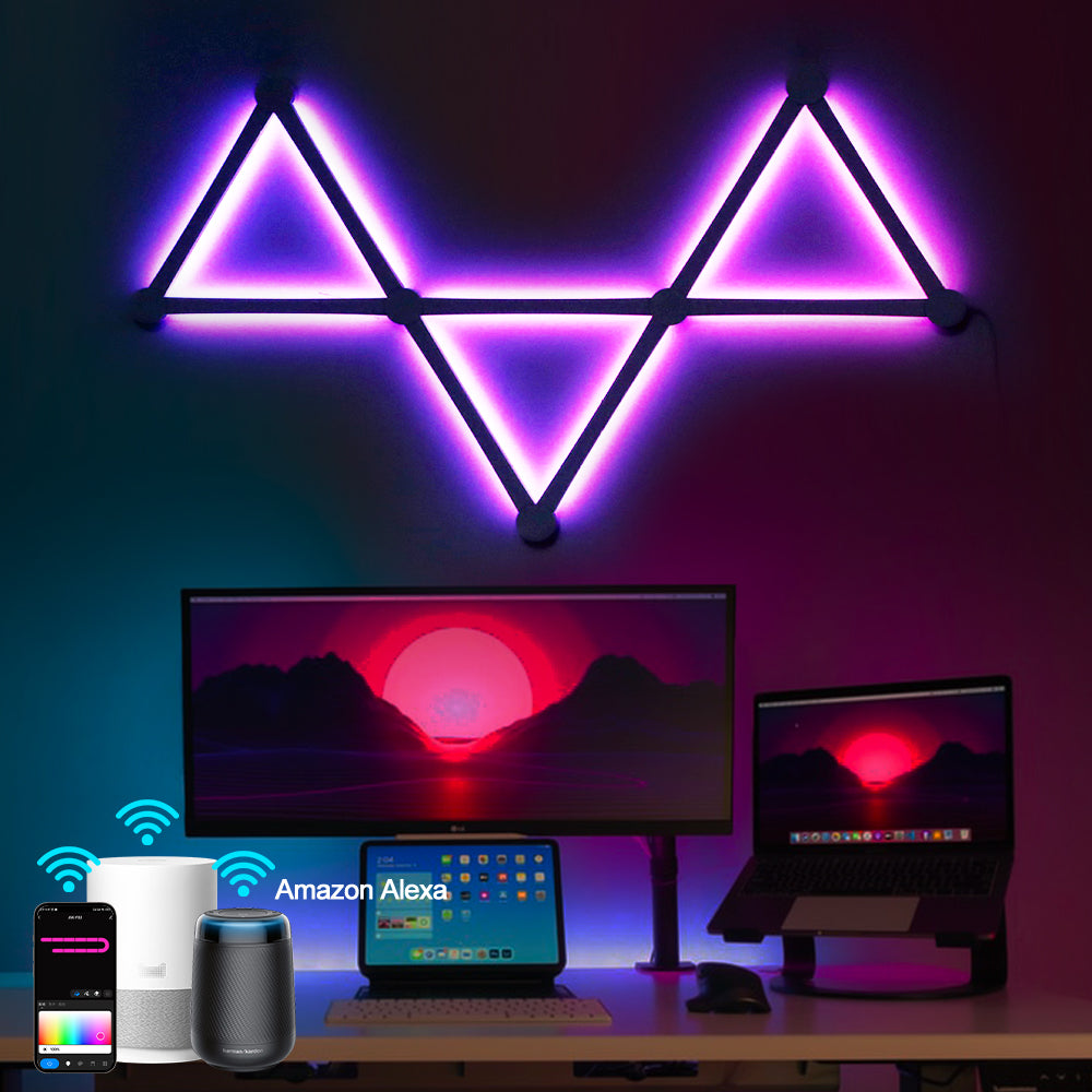 Smart WiFi LED Wall Lamp, DIY Free Splicing Kit, Music Rhythm TV Backlight, Atmosphere Night Light for Bedroom