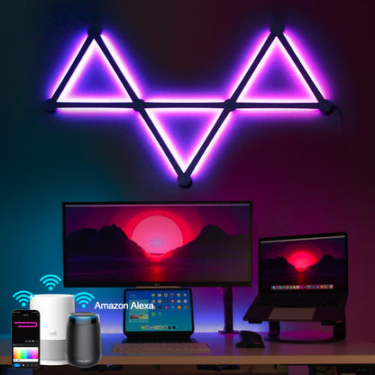 Smart WiFi LED Wall Lamp, DIY Free Splicing Kit, Music Rhythm TV Backlight, Atmosphere Night Light for Bedroom