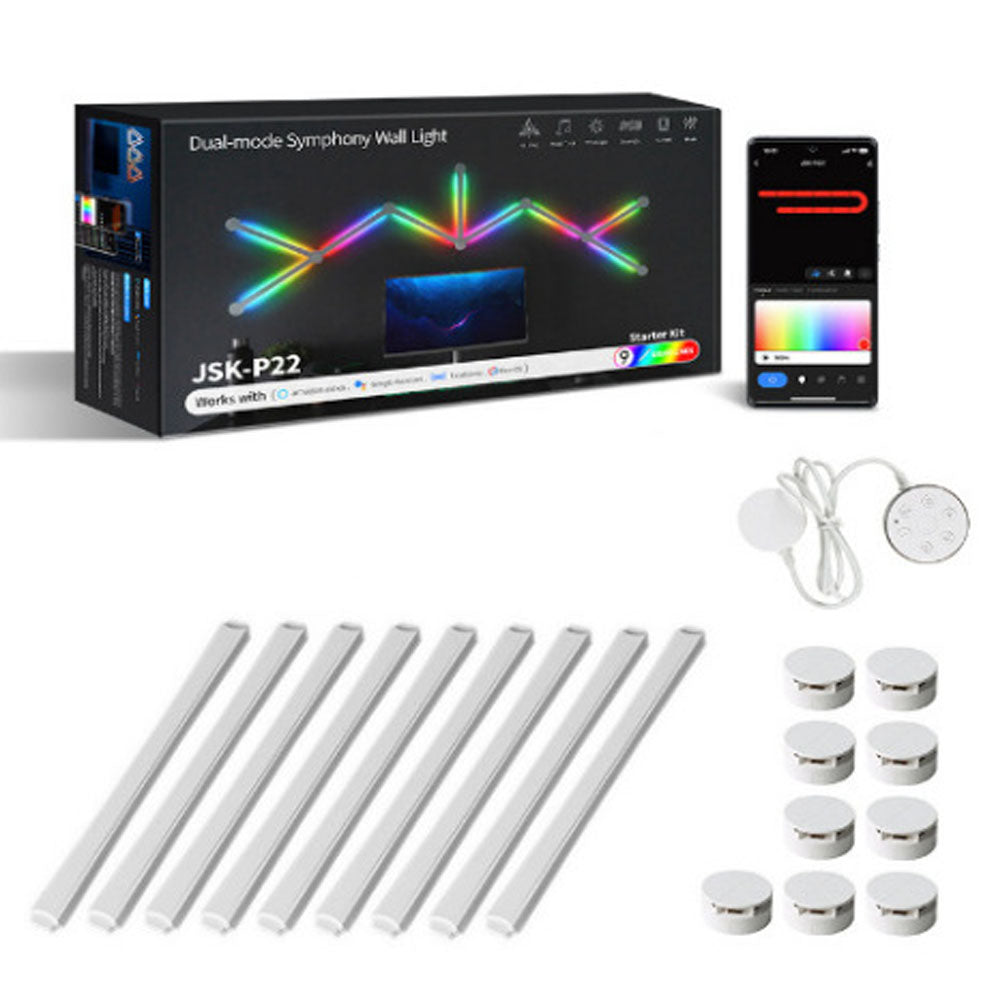 Smart WiFi LED Wall Lamp, DIY Free Splicing Kit, Music Rhythm TV Backlight, Atmosphere Night Light for Bedroom