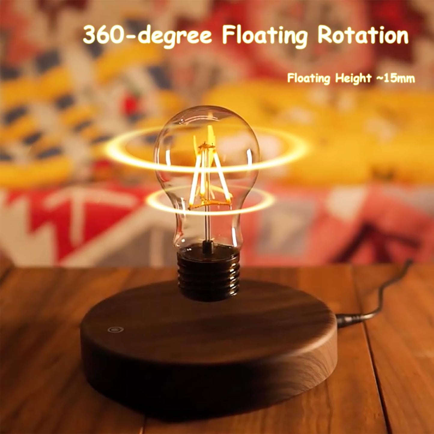 Wireless Magnetic Floating LED Desk Lamp, 360 Degree Automatic Rotate Bulb, Night Light for Office, Room, Gifts