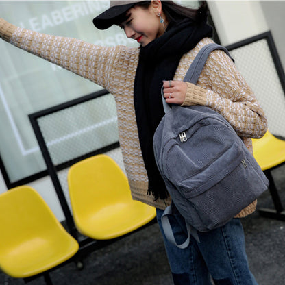 Fashion Women Corduroy, New Trend Backpack, School Backpack, College Women Solid Color, Travel Shoulder Bags, Teenagers