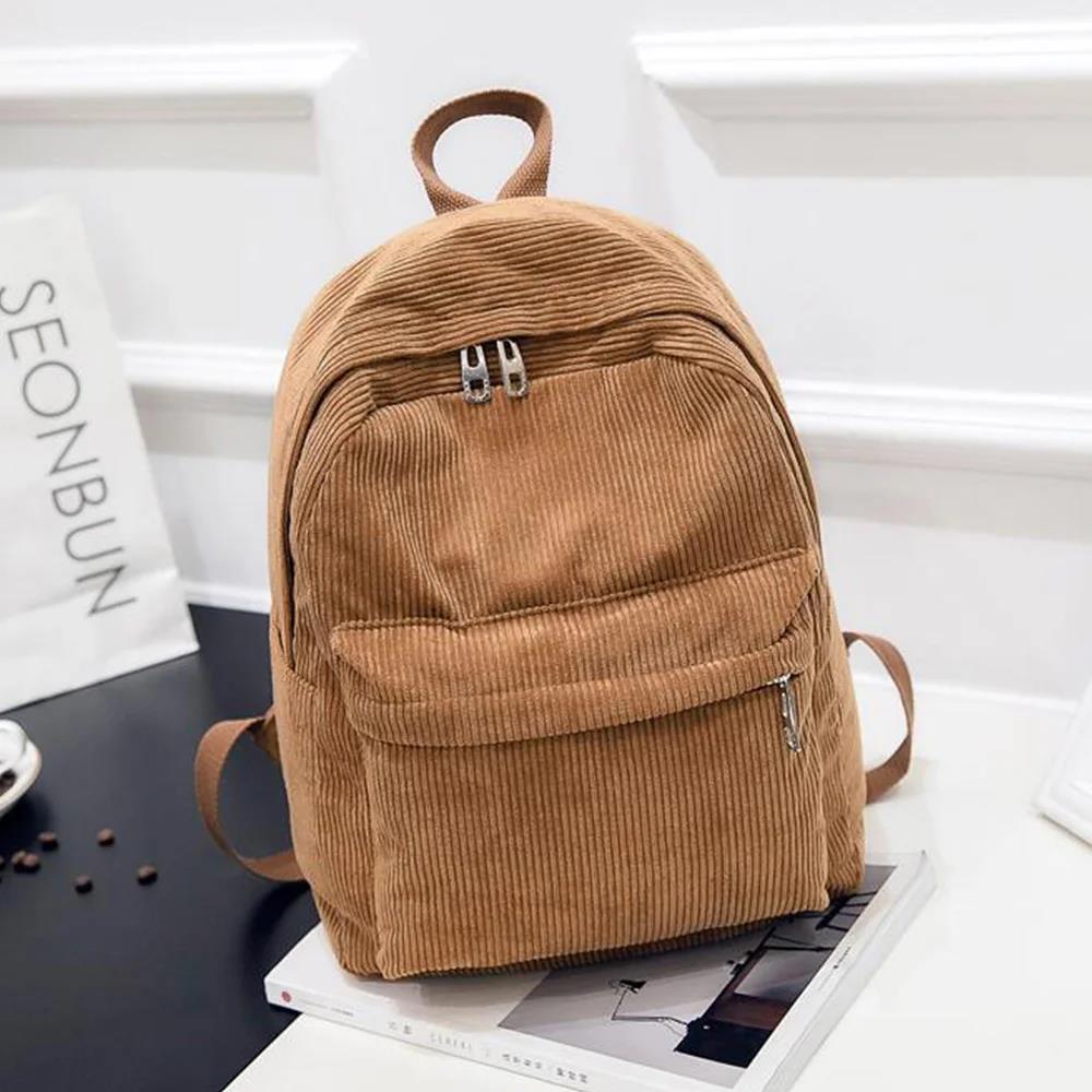 Fashion Women Corduroy, New Trend Backpack, School Backpack, College Women Solid Color, Travel Shoulder Bags, Teenagers