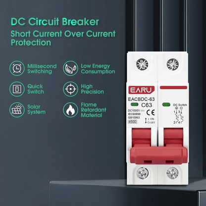 SolarGuard DC1000V Mini Circuit Breaker For Solar Panel Systems And Overload Protection 1