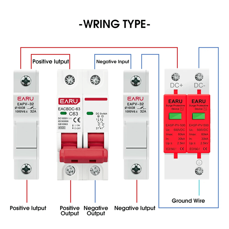 SolarGuard DC1000V Mini Circuit Breaker For Solar Panel Systems And Overload Protection 3