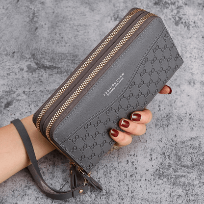 Eleganzia Womens Long Zipper Wallet With Embossed Design And Large Capacity 1