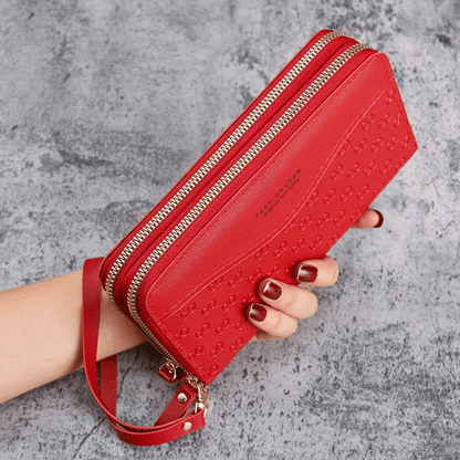 Eleganzia Womens Long Zipper Wallet With Embossed Design And Large Capacity 4