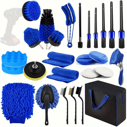 AutoMaster 27 Piece Car Wash and Detailing Kit with Brushes and Cleaning Tools