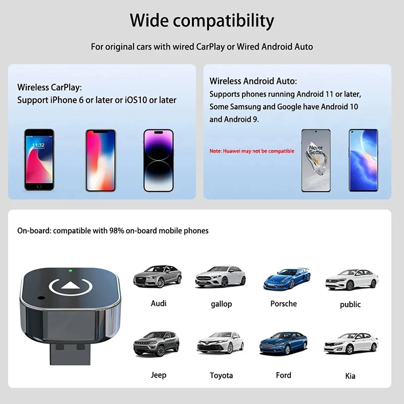 Wireless CarPlay And Android Auto Adapter 2 In 1 Smart AI Box For Cars 2