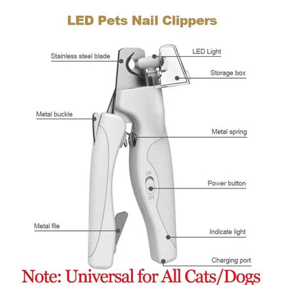 Pet Nail Clipper With LED Light Safe Precision Trimmer For Dogs And Cats 6