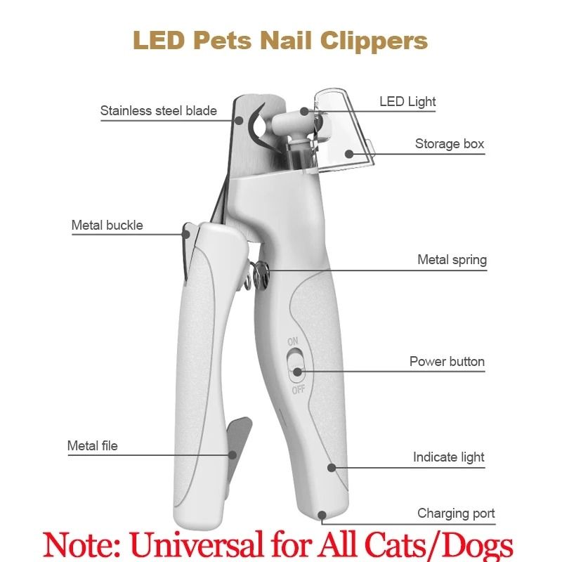 Pet Nail Clipper With LED Light Safe Precision Trimmer For Dogs And Cats 7