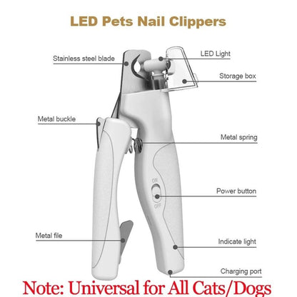 Pet Nail Clipper With LED Light Safe Precision Trimmer For Dogs And Cats 7
