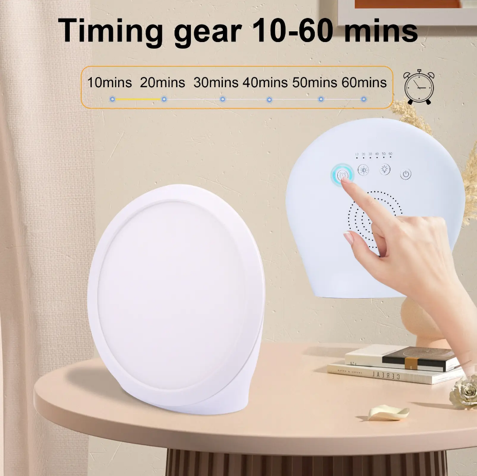 Portable Daylight Lamp, Lux Lamp with 6 Timer Settings, Adjustable Brightness, and Memory Function