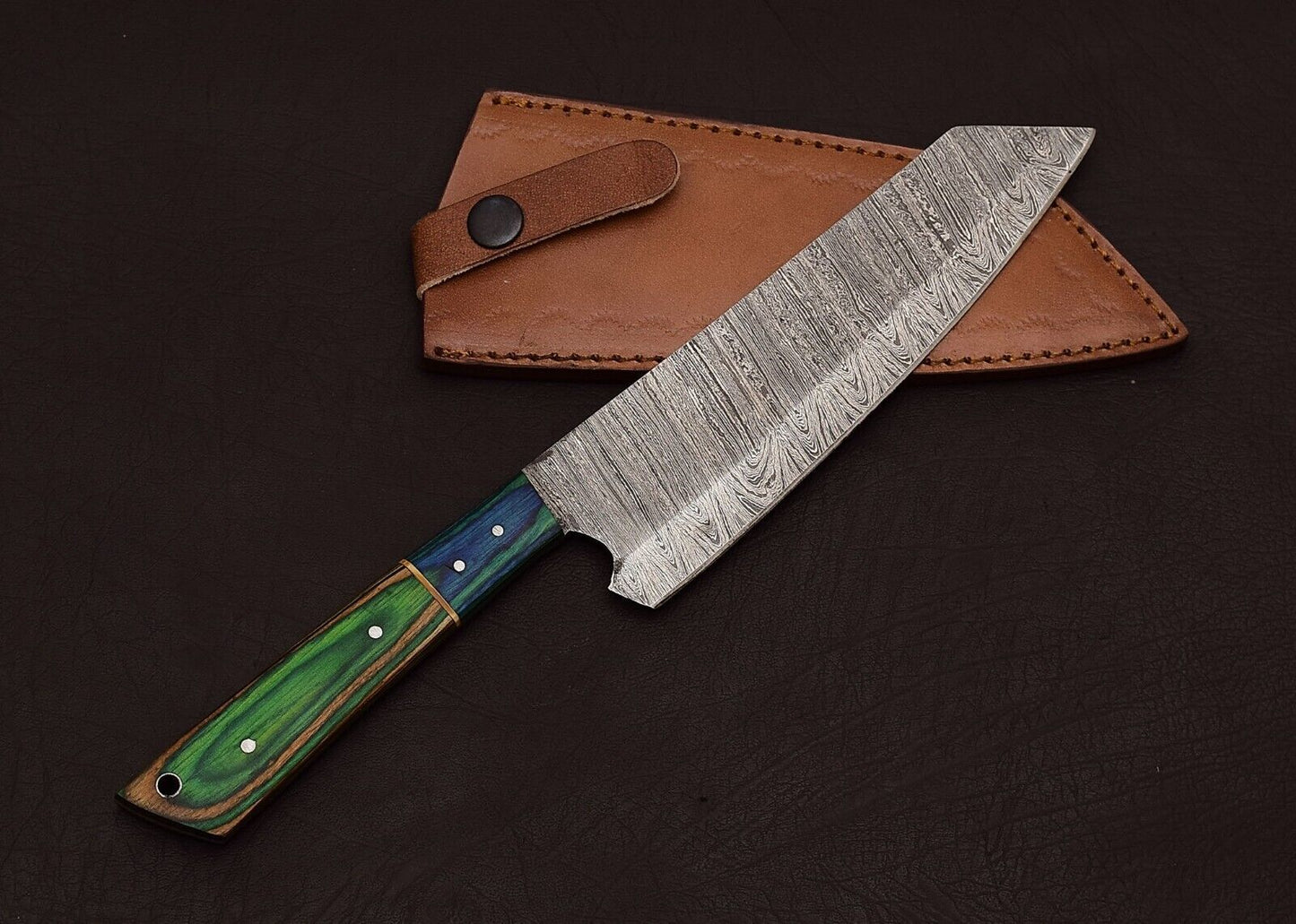 Handmade Damascus Steel Knife  Perfect For Kitchen Camping And Outdoor Adventures 1