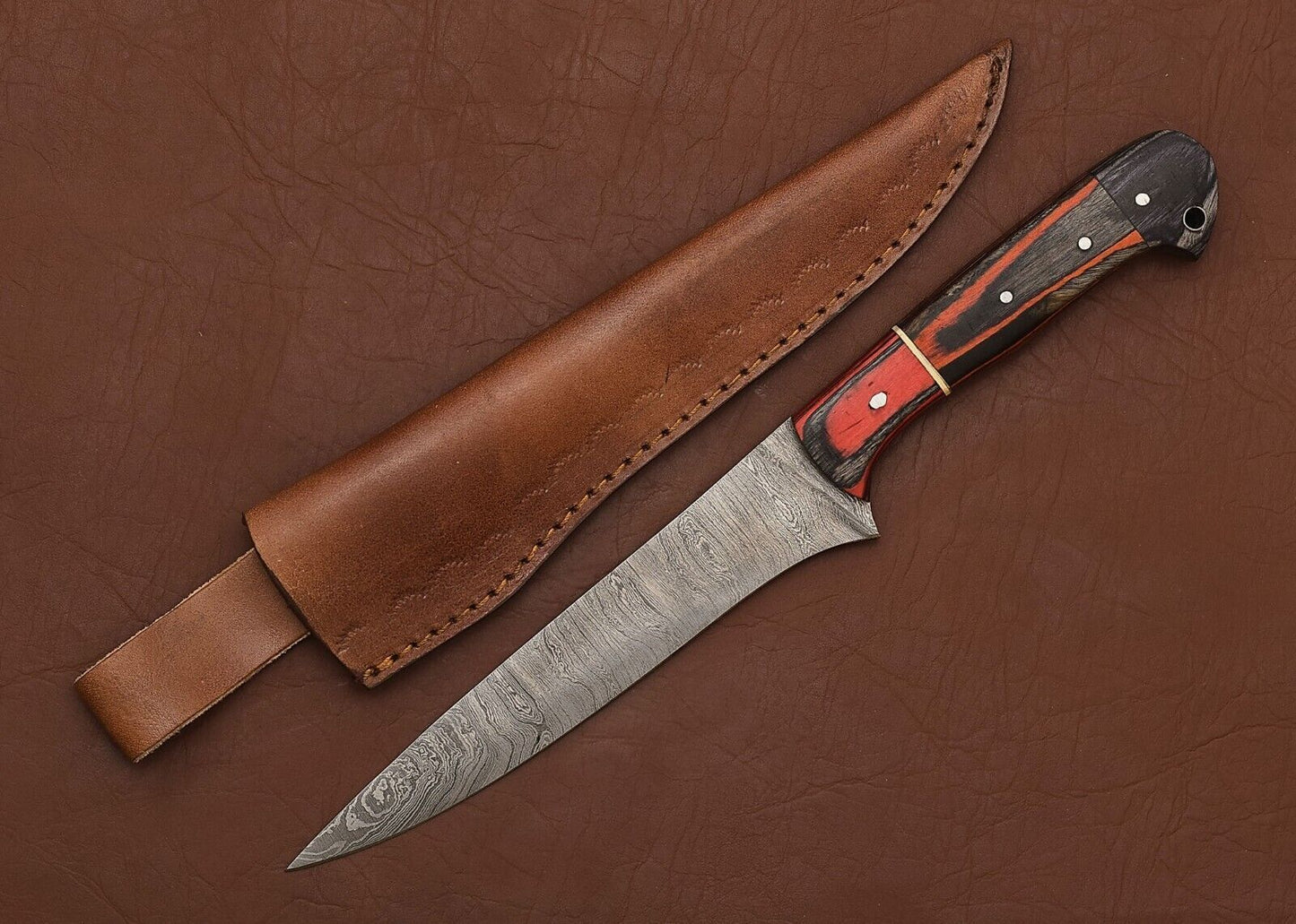 Artisan Handmade Damascus Kitchen Knife – Razor Sharp Blade with Wood Handle