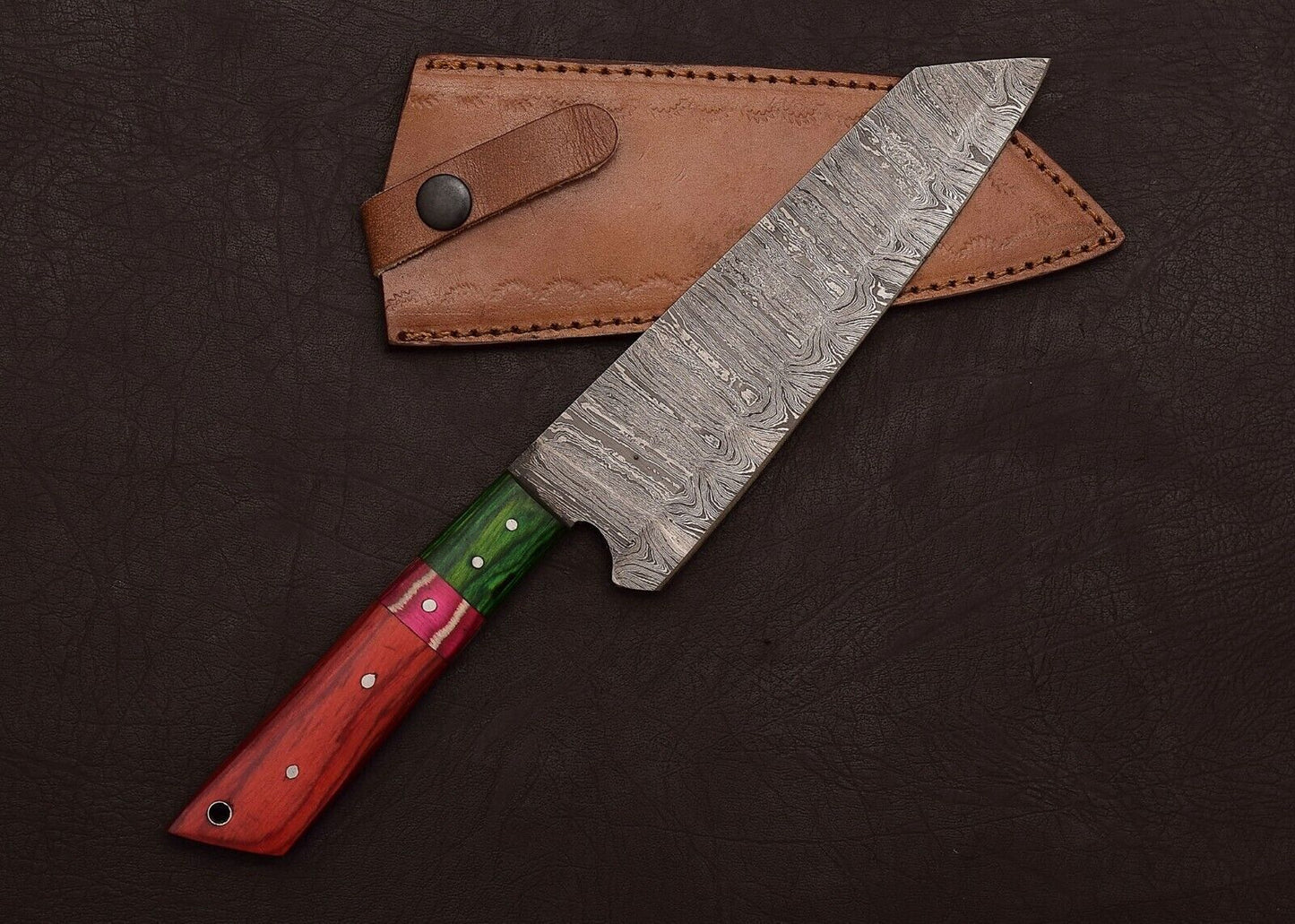 Custom Forged Damascus Steel Fillet Knife  MultiPurpose Kitchen  Outdoor Tool 1