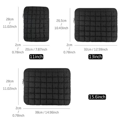 Quilted Puffy Laptop Sleeve, Puffer Notebook Pouch for MacBook Air Pro, iPad, Lenovo, HP, Laptop Cover