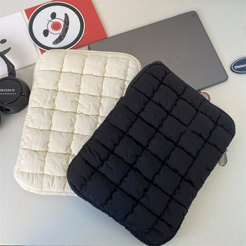 Quilted Puffy Laptop Sleeve, Puffer Notebook Pouch for MacBook Air Pro, iPad, Lenovo, HP, Laptop Cover
