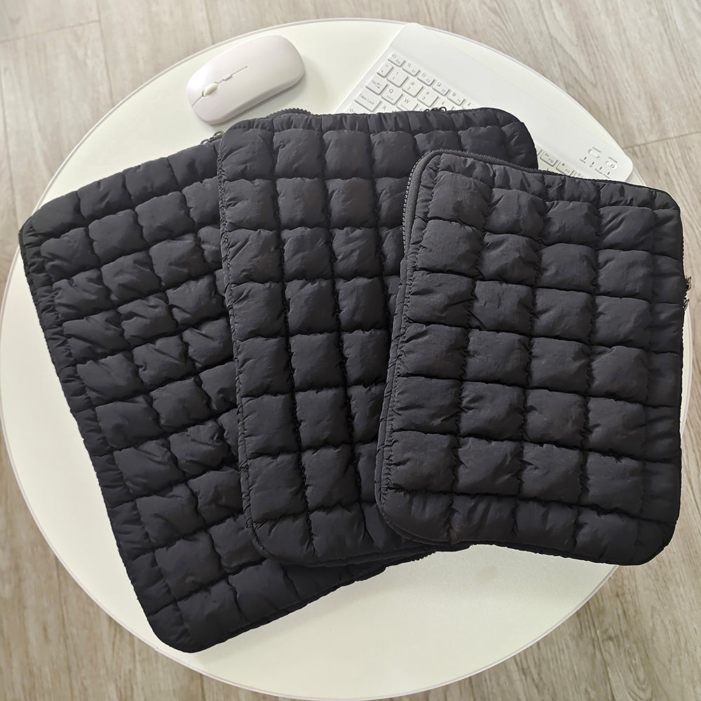 Quilted Puffy Laptop Sleeve, Puffer Notebook Pouch for MacBook Air Pro, iPad, Lenovo, HP, Laptop Cover