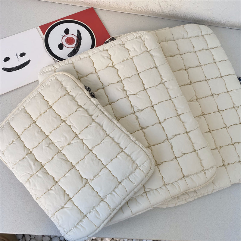 Quilted Puffy Laptop Sleeve, Puffer Notebook Pouch for MacBook Air Pro, iPad, Lenovo, HP, Laptop Cover