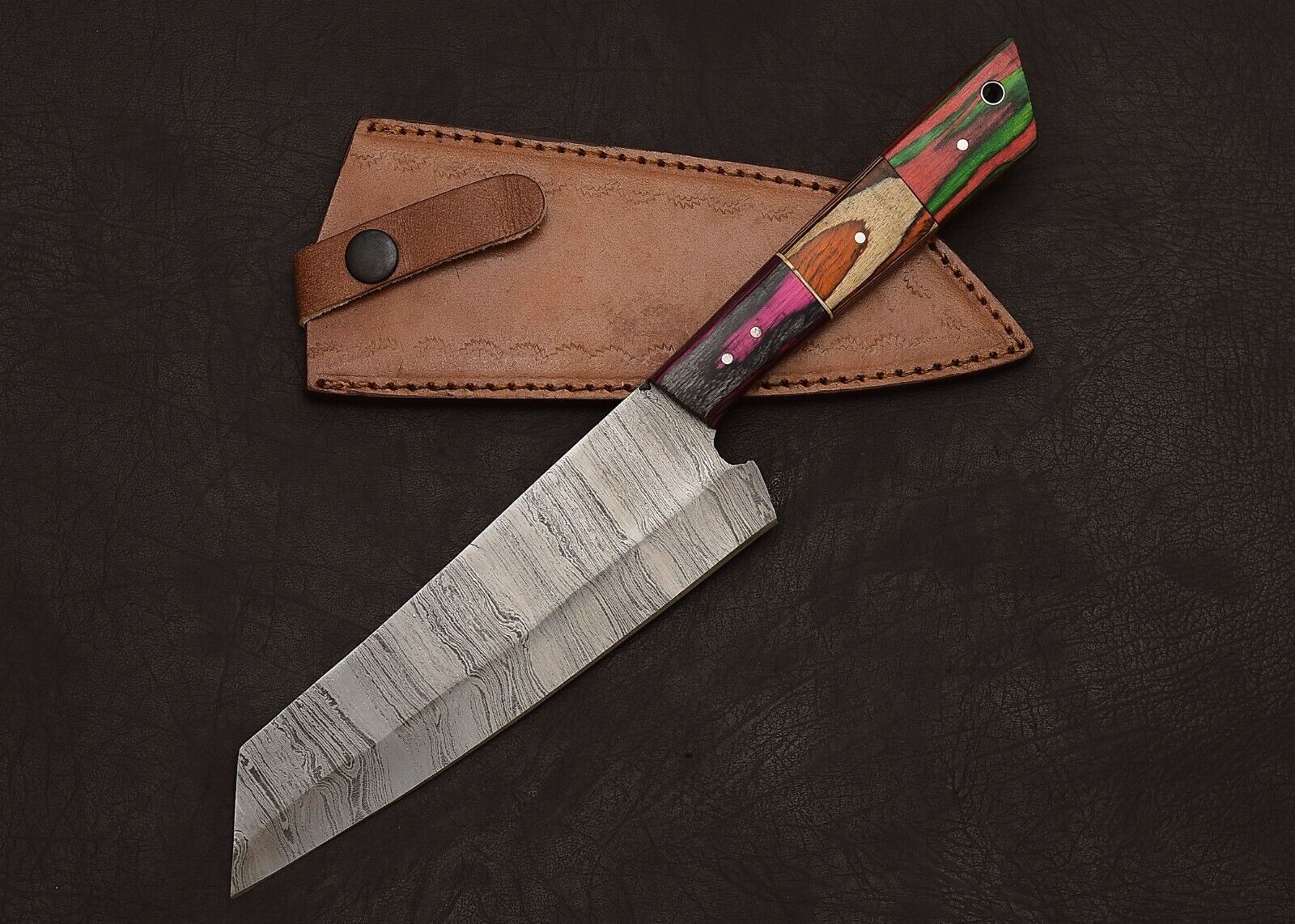 Custom Damascus Fillet Knife  Handmade Chef Tool With Wooden Grip 2