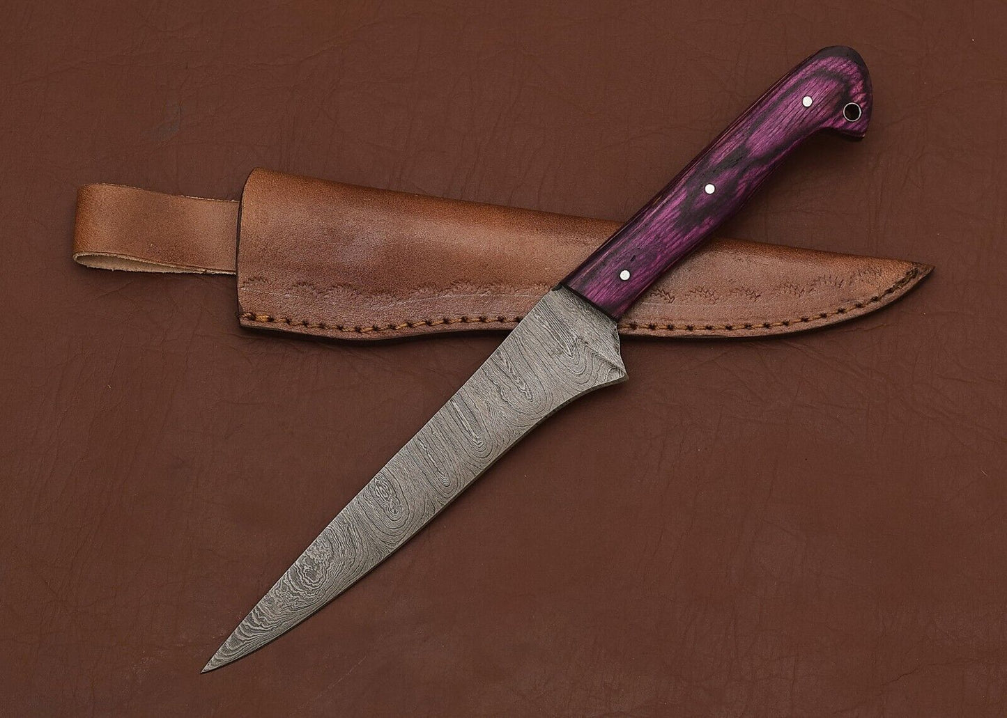 Damascus Steel Chef Companion  Elegant Wood Handle  Sharp Forged Blade 2