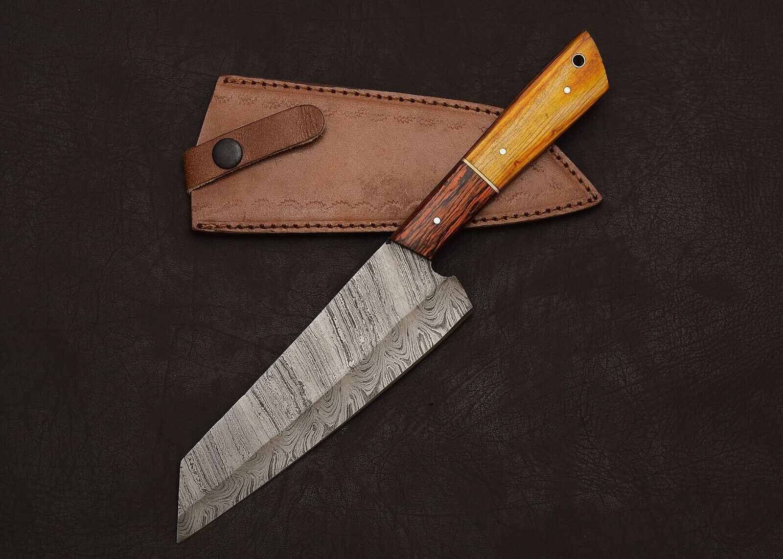 Handcrafted Damascus Steel Knife  Perfect For Kitchen Hunting  Survival 2