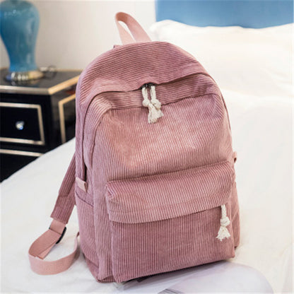 Unisex Corduroy Backpack, Women Schoolbag, Anti-theft Shoulder Bag, Classic Campus Knapsack for Teens