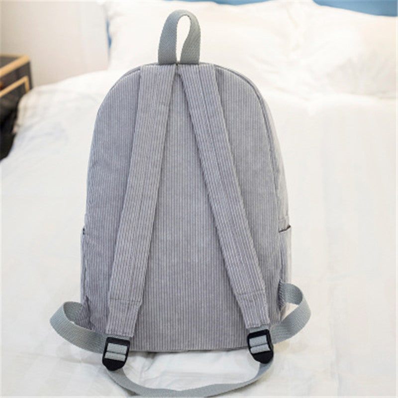 Unisex Corduroy Backpack, Women Schoolbag, Anti-theft Shoulder Bag, Classic Campus Knapsack for Teens