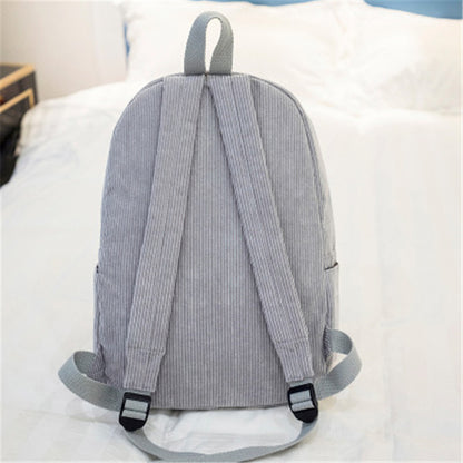 Unisex Corduroy Backpack, Women Schoolbag, Anti-theft Shoulder Bag, Classic Campus Knapsack for Teens