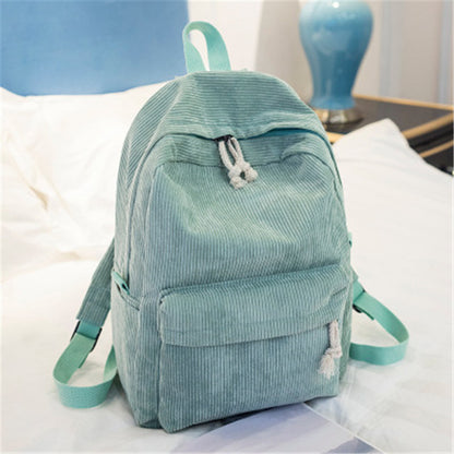 Unisex Corduroy Backpack, Women Schoolbag, Anti-theft Shoulder Bag, Classic Campus Knapsack for Teens