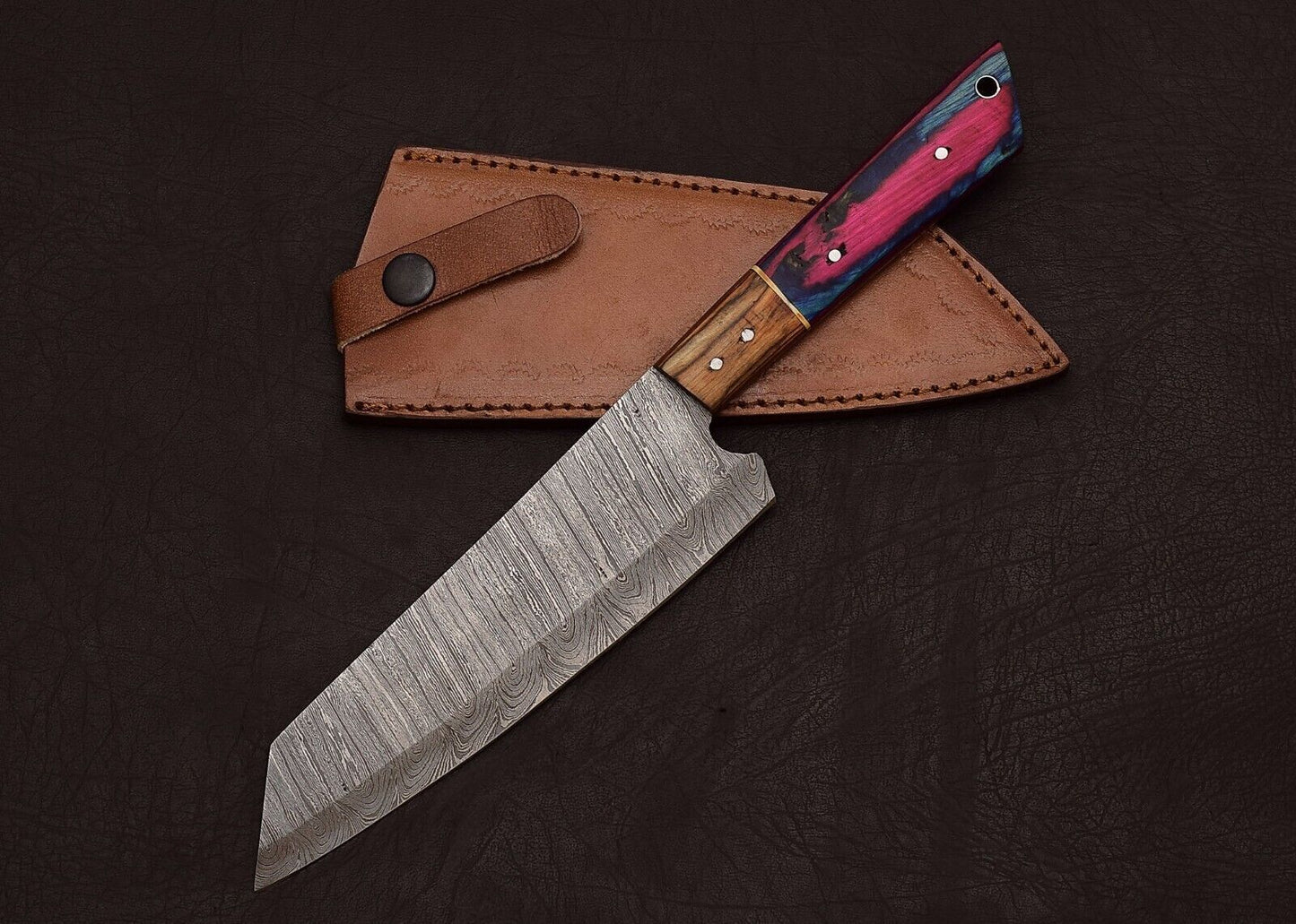 The Culinary Forge  Damascus Steel Chef Knife With Wood Handle 2