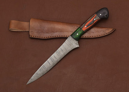 Professional Damascus Knife  Handcrafted Chef Fillet Blade With Wood Handle 2