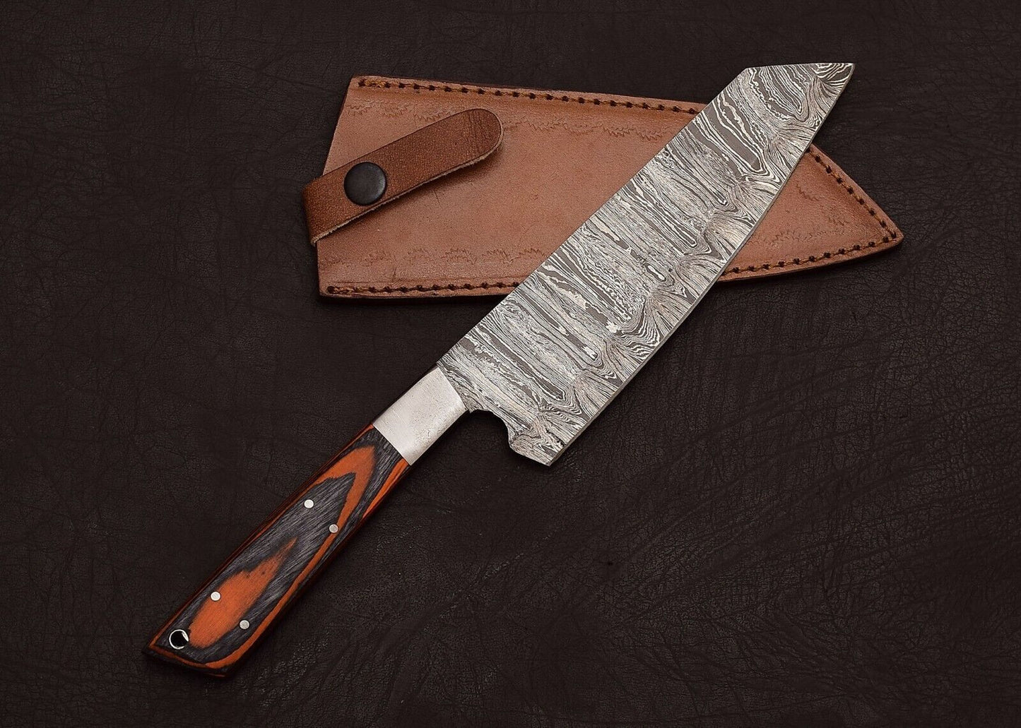 Damascus Steel Chef Knife  Unique HandForged Fillet Knife For Kitchen Pros 1