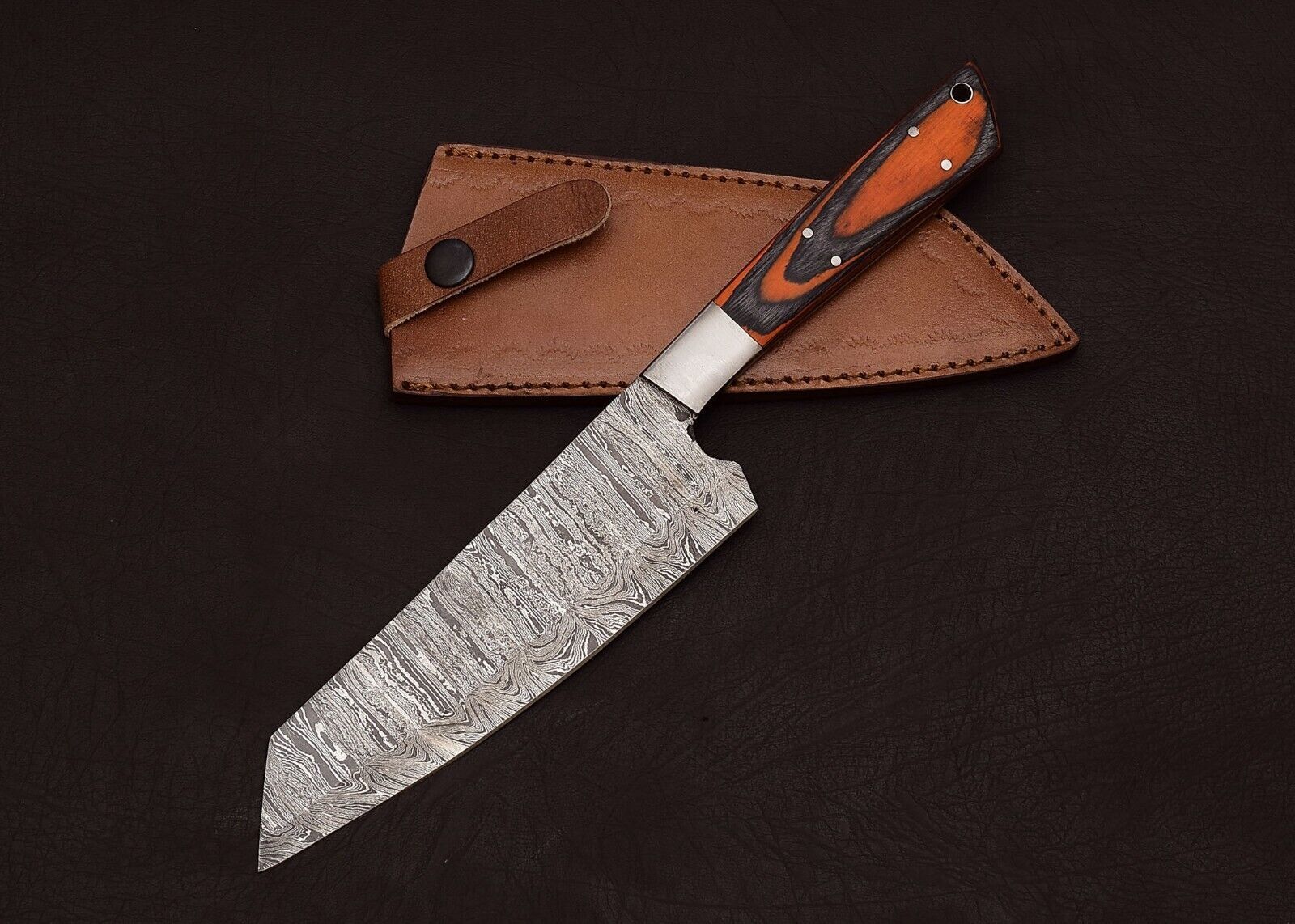 Damascus Steel Chef Knife  Unique HandForged Fillet Knife For Kitchen Pros 2
