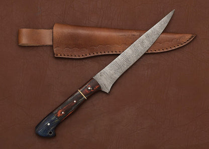 Master Crafted Damascus Steel Knife  Elegant Wood Handle  Razor Edge 1