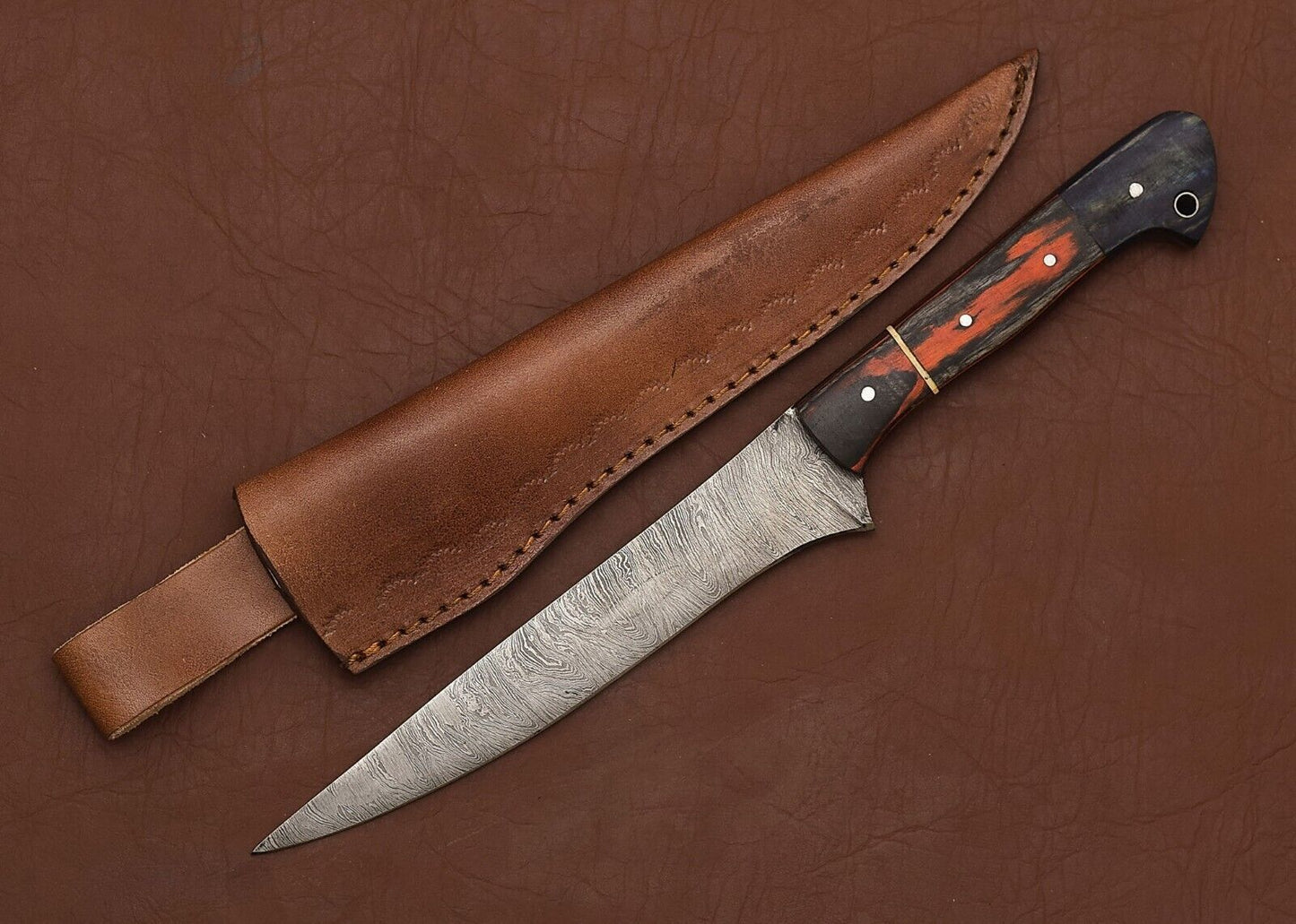Master Crafted Damascus Steel Knife  Elegant Wood Handle  Razor Edge 0