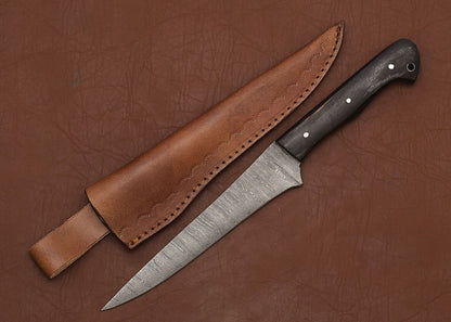 The Steel Artisan – Custom Handmade Damascus Fillet Knife with Leather Case