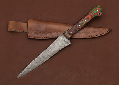 Damascus Steel Kitchen Master Knife  Handmade 13 Fillet Knife With Wooden Handle 2