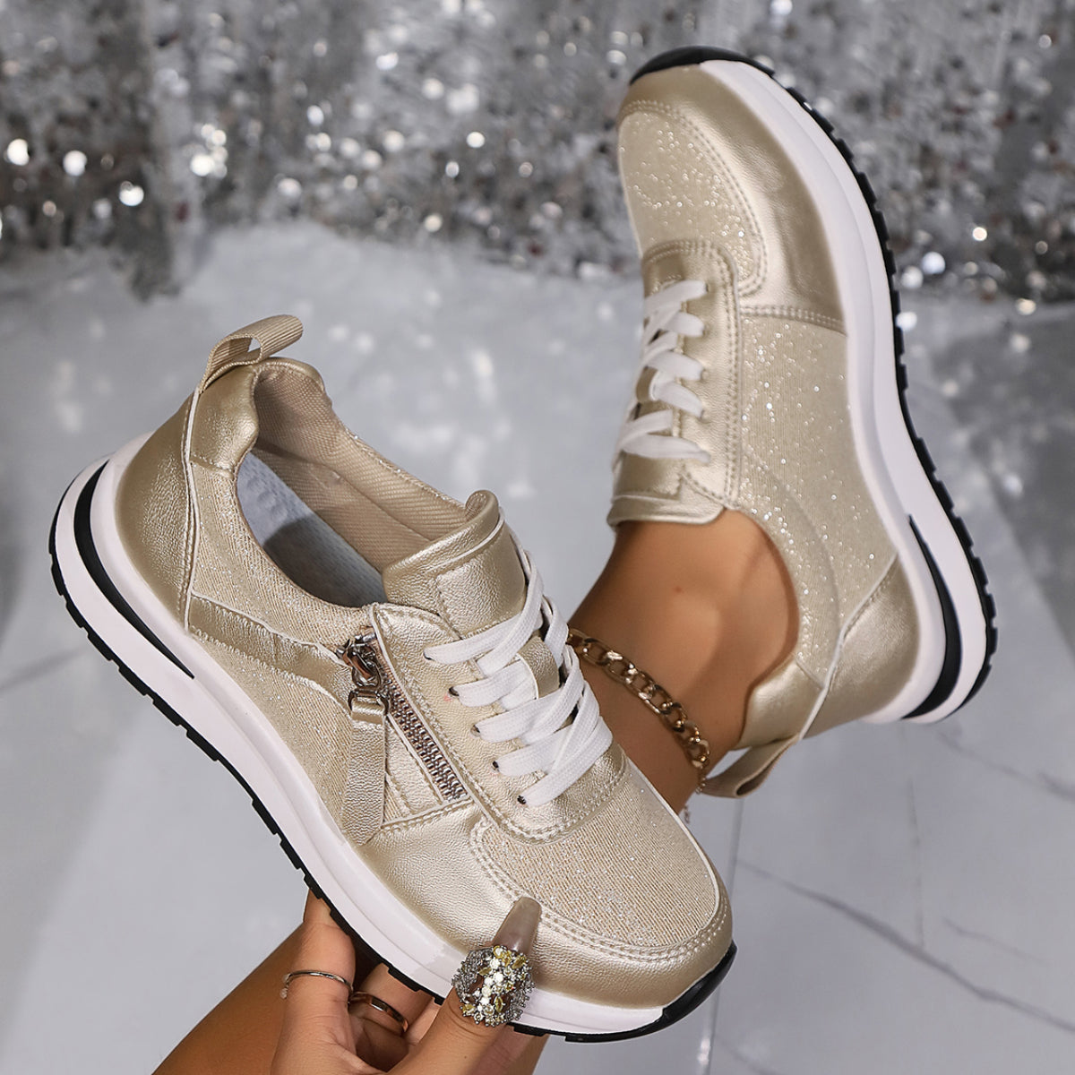 Fashion Women Sneakers Round Head Thick Sole Shoes Breathable Comfortable Casual Wearresistant Styl 2