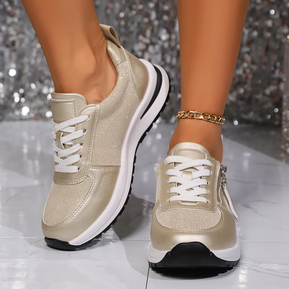 Fashion Women Sneakers Round Head Thick Sole Shoes Breathable Comfortable Casual Wearresistant Styl 4