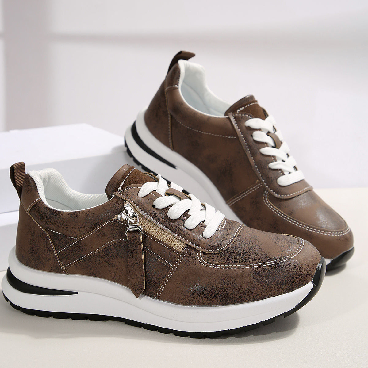 Fashion Women Sneakers Round Head Thick Sole Shoes Breathable Comfortable Casual Wearresistant Styl 6