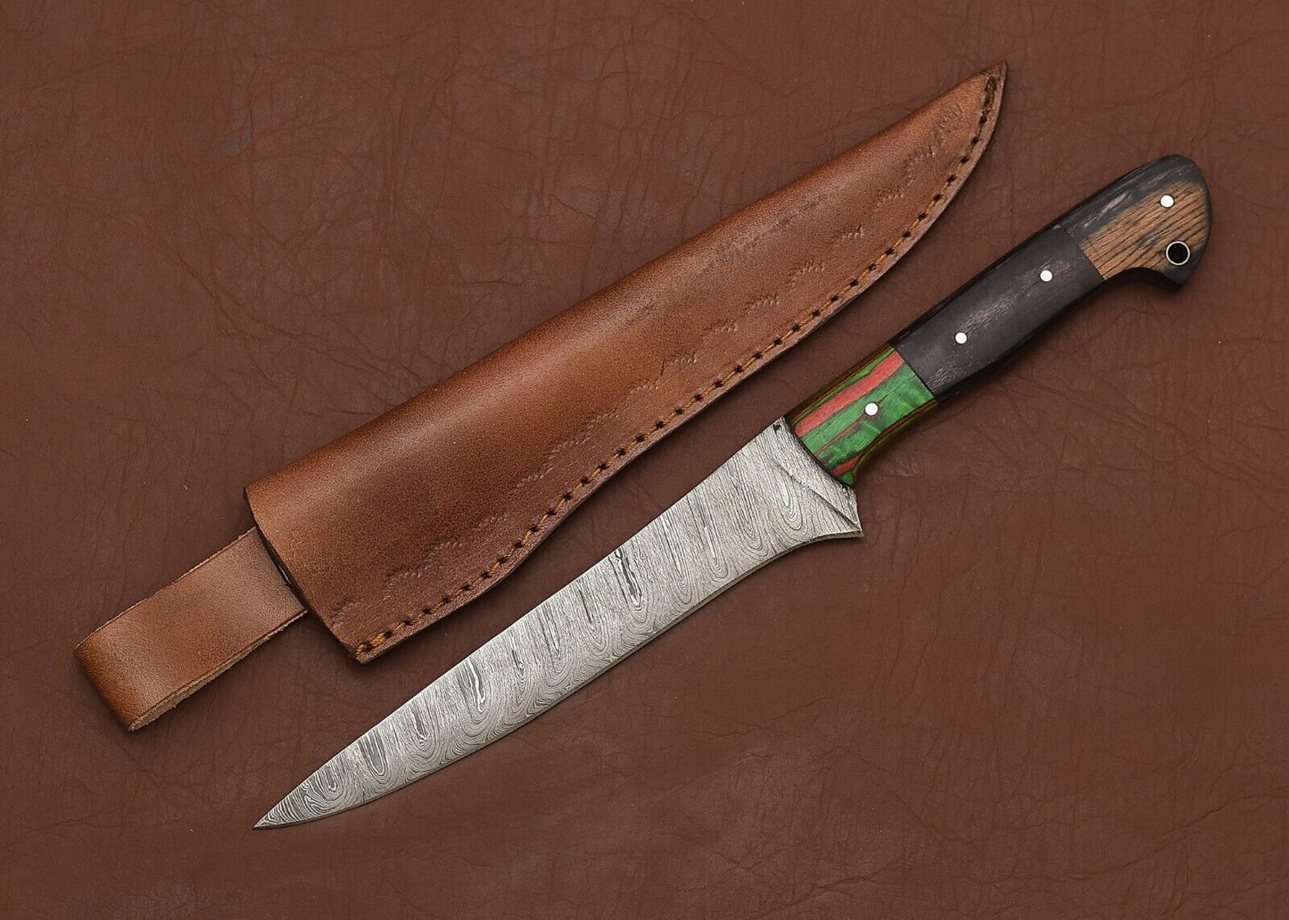 HandForged Damascus Steel Chef Fillet Knife  13 Handmade Kitchen  Hunting Knife 2