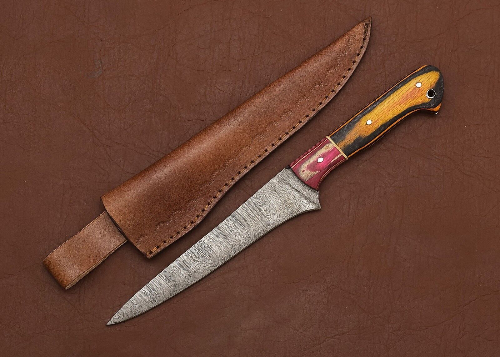 Professional Handmade Damascus Steel Chef Knife – 13" Blade for Precision Cutting